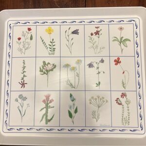 Design Imports Italian Botanical Melamine Serving Tray White Daisies 12" x 10.5"